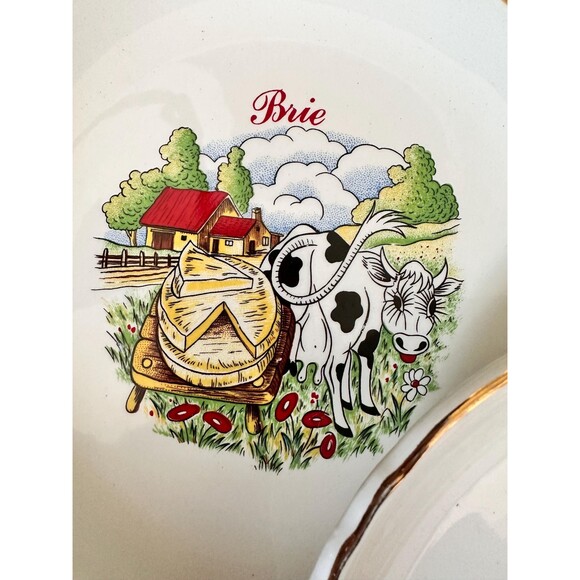 Moulin des Loups Cheese Plates, 5, Illustrated, 1950s, French Country Home Decor - Picture 6 of 8